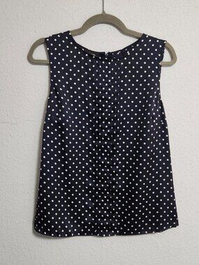 Jones New York | Navy Polka Dot Sleeveless Blouse Top 6